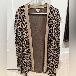 J.Crew Textured Knit Sweater in Tan and Cream, Leopard Print